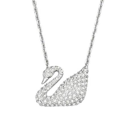 Dazzling Silver Swarovski Swan Pendant Necklace - Click Image to Close